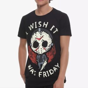 Hot Topic XL Black I Wish It Was Friday  Graphic Tee Friday The 13th